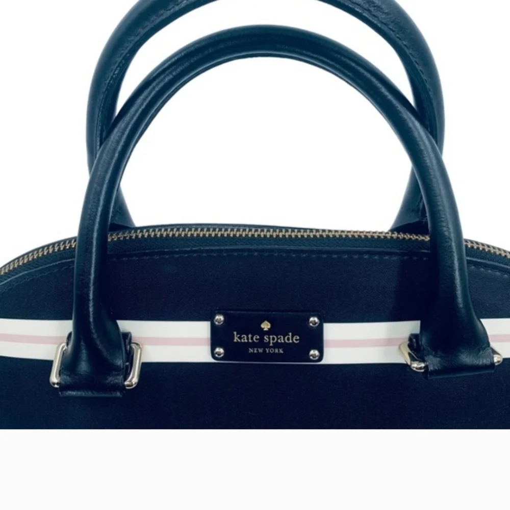 BNWOT Kate Spade Grove Street "Carli" Black, Pink, Cream White Striped Satchel - Picture 3 of 10